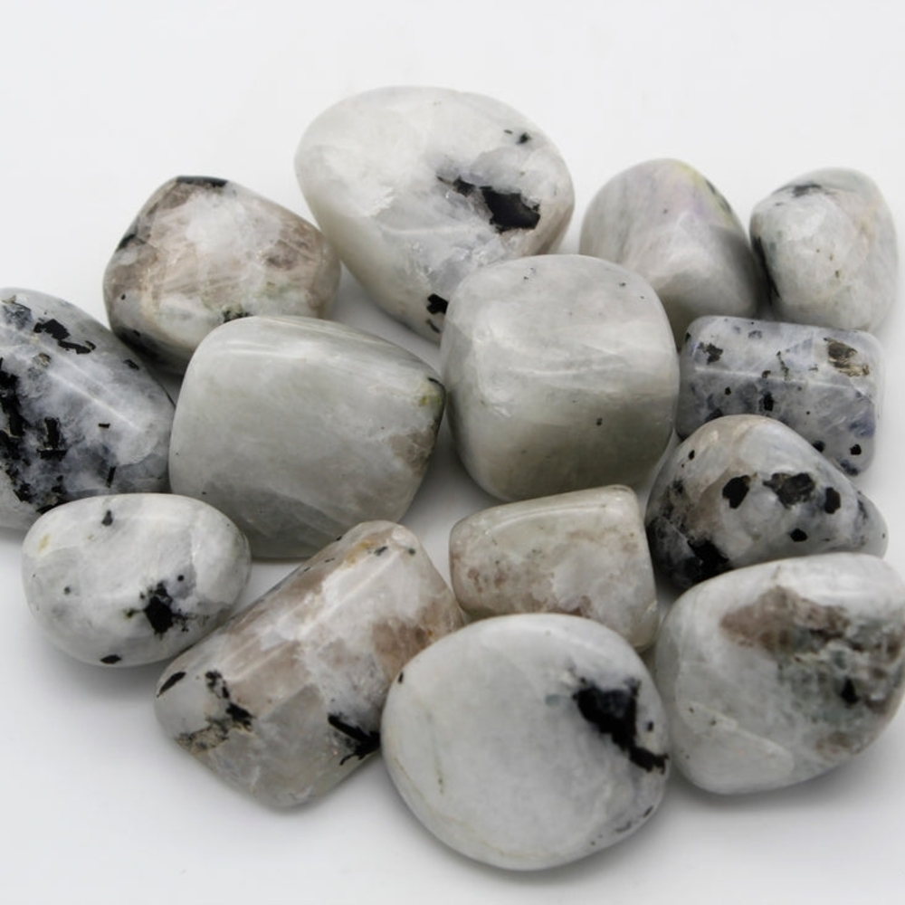 SET of 5 Rainbow Moonstone Tumbled Stones / Crystals, Healing Reiki, Altar Decor
